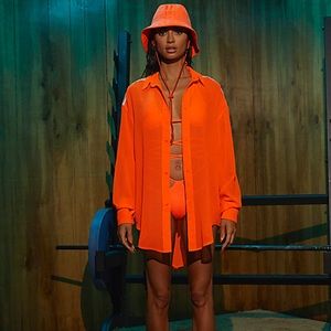 Ivy Park Mesh Swim Cover-Up Shirt